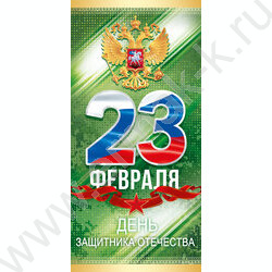 Открытка 97*204мм "23 Февраля!"(Российская символика) | Фото 1