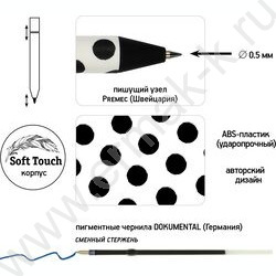 Ручка шар авт ArtClick. Black polka dots синяя 0,5мм | Фото 2