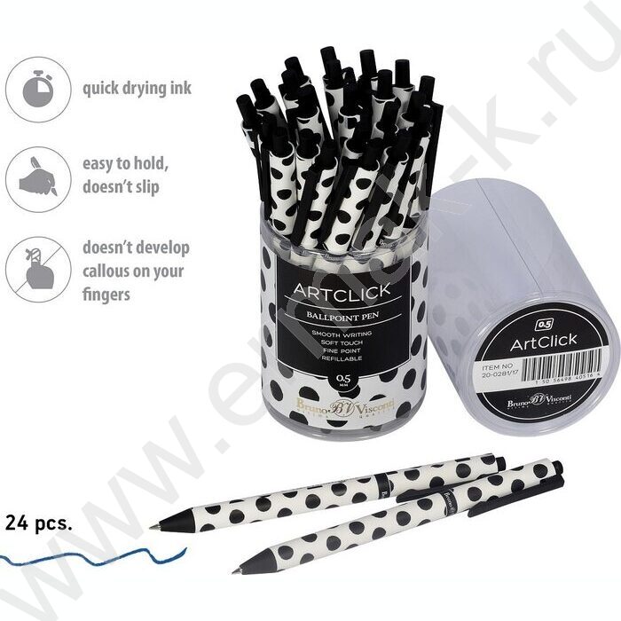 Ручка шар авт ArtClick. Black polka dots синяя 0,5мм | Фото 3