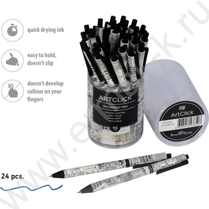 Ручка шар авт ArtClick. Газета синяя 0,5мм | Фото 3