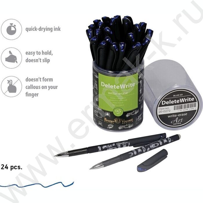 Ручка гелевая со стираемыми чернилами синяя 0,5мм DeleteWrite Art. Blueprint.Авто/черны корпус | Фото 4