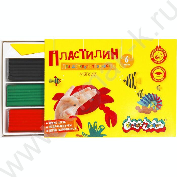 Пластилин   6цв  90г Каляка-Маляка+стек д/творчества | Фото 2