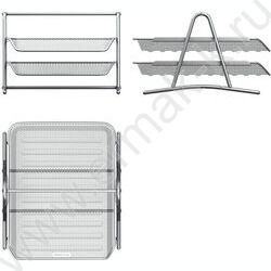 Лоток горизонтальный сетчатый (металл) Compass серебряный /2 уровня | Фото 2