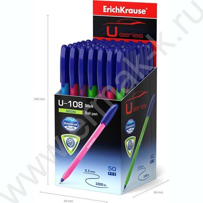 Ручка шар Ultra Glide Technolody U-108 Neon Stick 1,0мм синяя /форма корпуса - треугольная | Фото 4