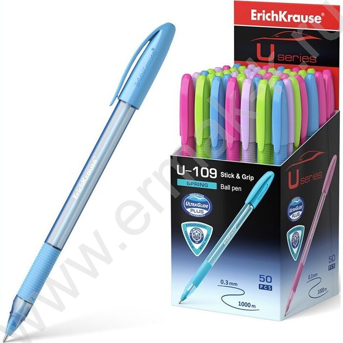 Ручка шар Ultra Glide Technolody U-109 Spring Stick&Grip 1,0мм синяя /форма корпуса - треугольна | Фото 2