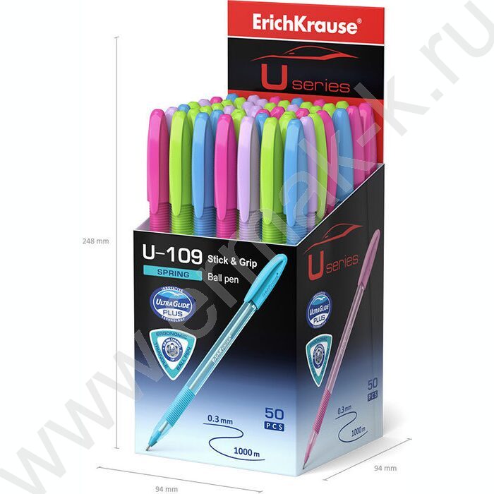 Ручка шар Ultra Glide Technolody U-109 Spring Stick&Grip 1,0мм синяя /форма корпуса - треугольна | Фото 4