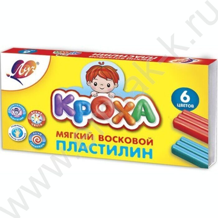 Пластилин восковой  6цв  99г Кроха + стек | Фото 1