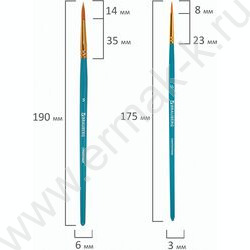 Кисть набор 10шт синие /синтетика - Круглые; Овальные; Плоские; Лайнеры/ блистер,европодвес | Фото 6