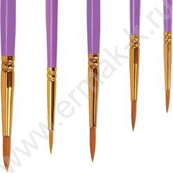 Кисть набор 10шт фиолетовые /синтетика - Круглые; Овальные; Плоские; Лайнеры/ блистер,европодвес | Фото 3