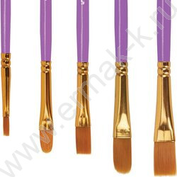 Кисть набор 10шт фиолетовые /синтетика - Круглые; Овальные; Плоские; Лайнеры/ блистер,европодвес | Фото 4