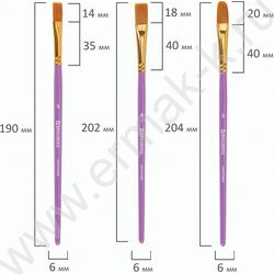 Кисть набор 10шт фиолетовые /синтетика - Круглые; Овальные; Плоские; Лайнеры/ блистер,европодвес | Фото 5