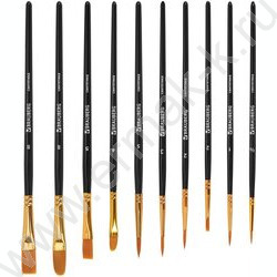 Кисть набор 10шт черные /синтетика - Круглые; Овальные; Плоские; Лайнеры/ блистер,европодвес | Фото 2