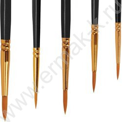 Кисть набор 10шт черные /синтетика - Круглые; Овальные; Плоские; Лайнеры/ блистер,европодвес | Фото 3