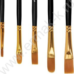 Кисть набор 10шт черные /синтетика - Круглые; Овальные; Плоские; Лайнеры/ блистер,европодвес | Фото 4