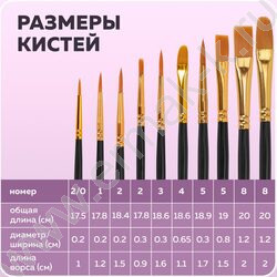 Кисть набор 10шт черные /синтетика - Круглые; Овальные; Плоские; Лайнеры/ блистер,европодвес | Фото 9