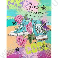 Тетрадь  80л клетка/кольца "Кеды и цветы" /лянец/лен/ | Фото 2