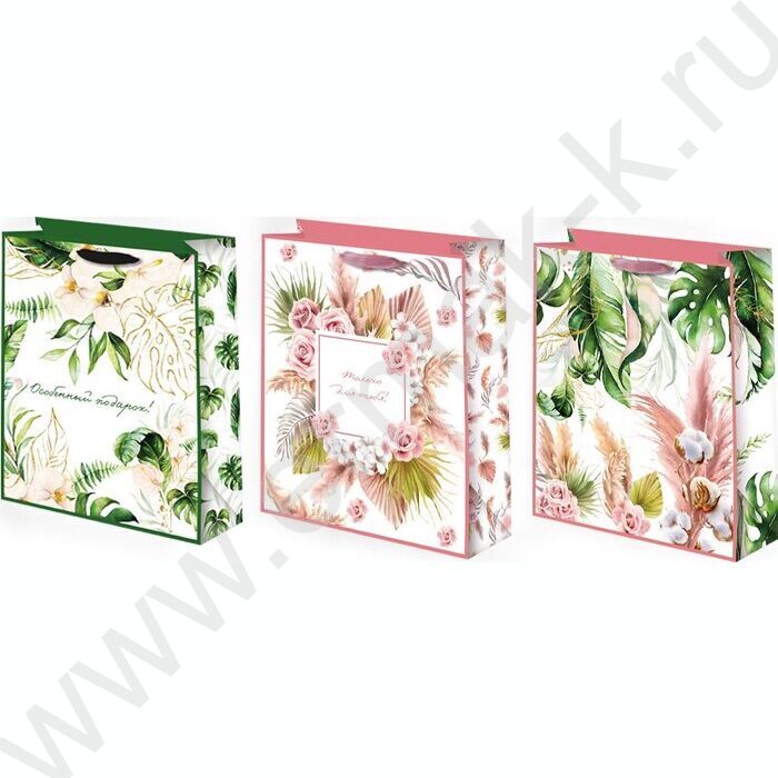Пакет подарочный бумажный 26*32см Женский микс | Фото 1