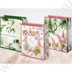 Пакет подарочный бумажный 26*32см Женский микс | Фото 2