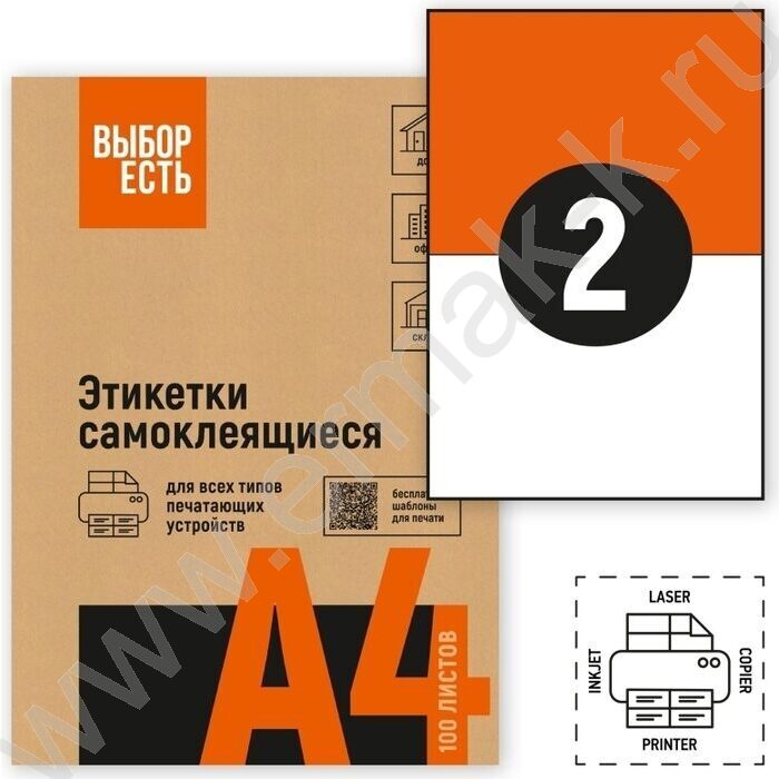 Этикетки самокл А4 210*148мм /100л*2шт | Фото 4