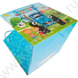 Пакет подарочный бумажный 30*30*30см Синий Трактор | Фото 4