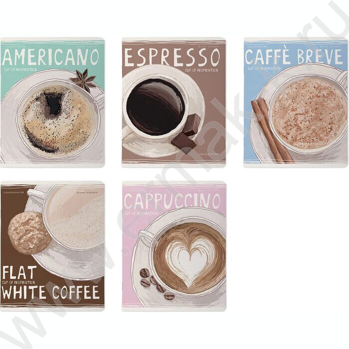 Тетрадь  48л клетка "Счастье в кофе" /мат.лам.Soft Touch/ ассорти | Фото 1