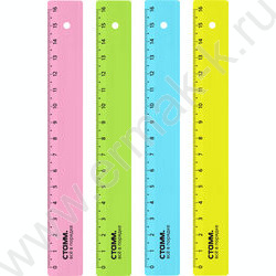 Линейка пл 16см неон прозр. / ассорти | Фото 1