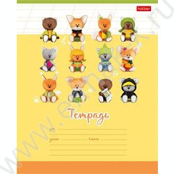 Тетрадь  12л линейка косая "Лисята" 5видов | Фото 1