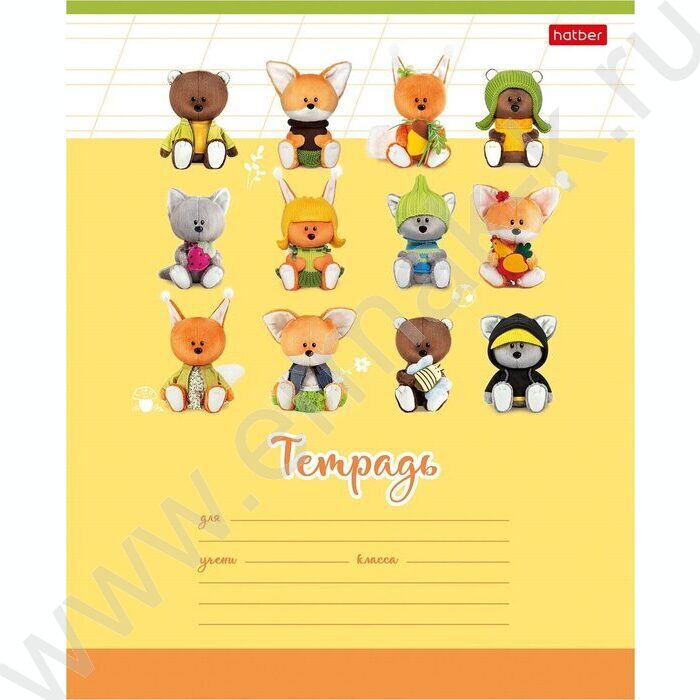 Тетрадь  12л линейка косая "Лисята" 5видов | Фото 1