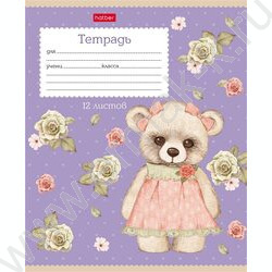 Тетрадь  12л клетка "Мишки-малышки" /тиснение/ 5видов | Фото 1