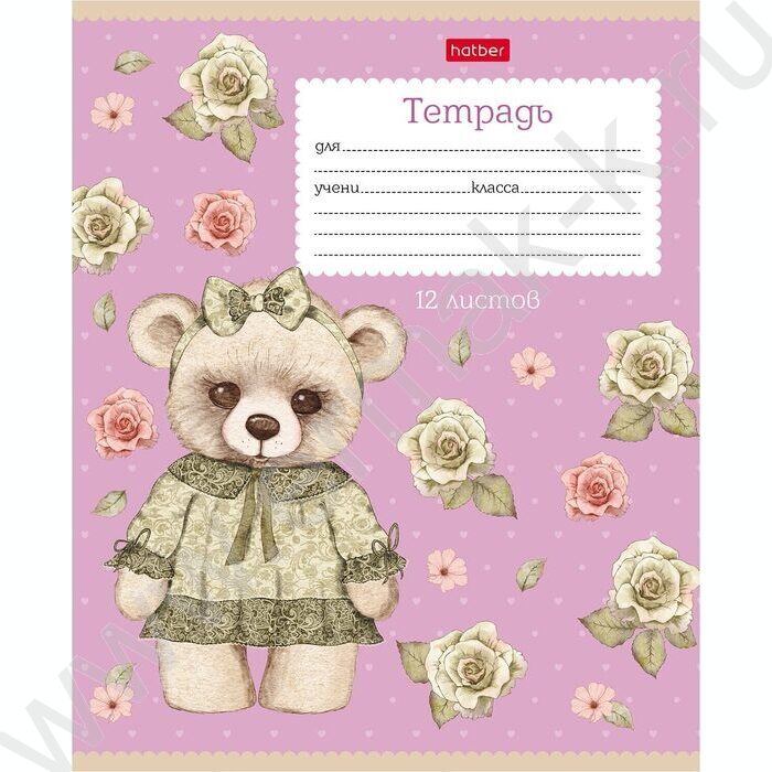 Тетрадь  12л клетка "Мишки-малышки" /тиснение/ 5видов | Фото 4