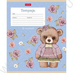 Тетрадь  12л клетка "Мишки-малышки" /тиснение/ 5видов | Фото 5