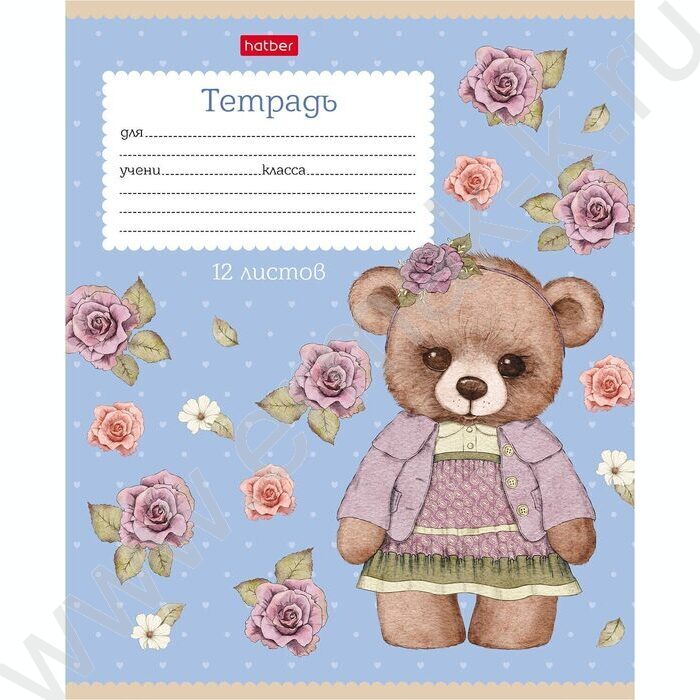 Тетрадь  12л клетка "Мишки-малышки" /тиснение/ 5видов | Фото 5