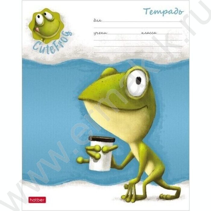 Тетрадь  12л клетка "Лягушонок Ден" /тиснение/ 5видов | Фото 1