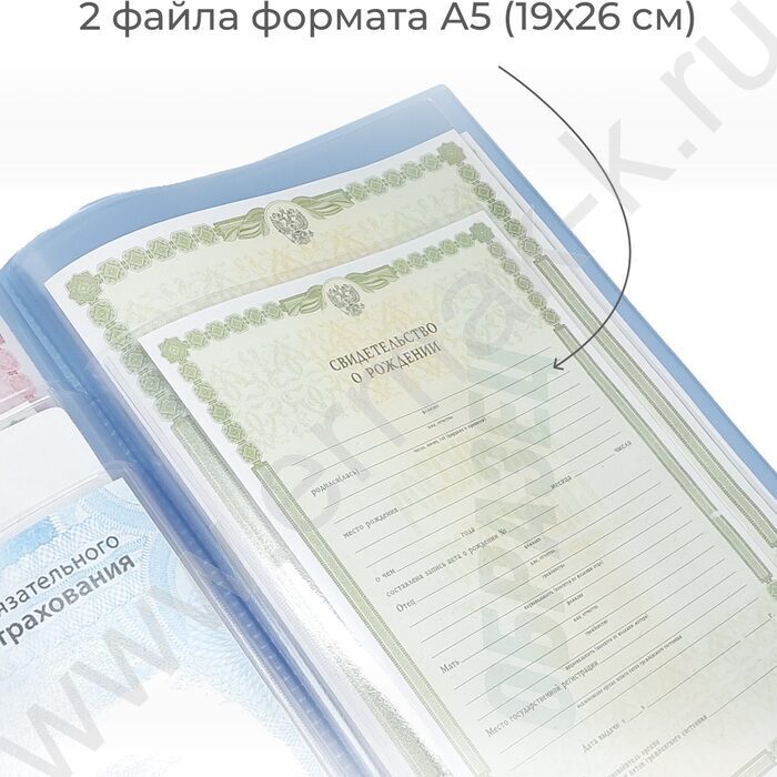 Папка с файлами для ОМС, свидетельств, СНИЛС 231*320мм /светло голубая | Фото 5