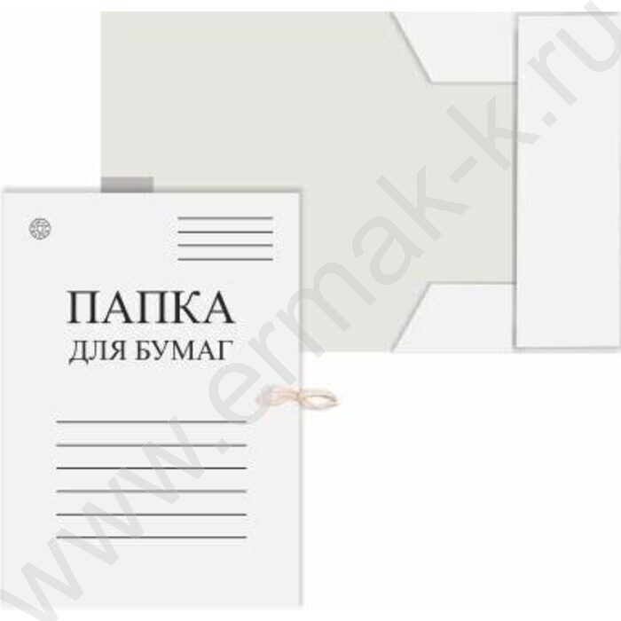 Папка д/бумаг на завязках белая A4 280г/м² | Фото 1