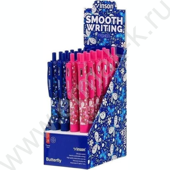 Ручка шар авт на масл.основе синяя 0,7мм Vinson Butterfly/ цветной корпус /рисунок бабочки, цвет | Фото 2