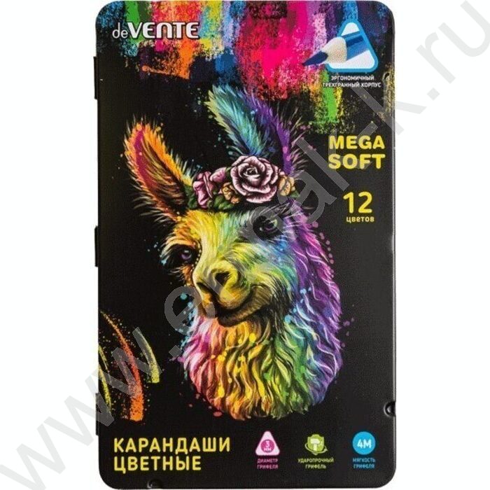 Карандаши  12цв Trio Mega Soft /трехгранные/ 4М, d грифеля-3мм метал/кор | Фото 1