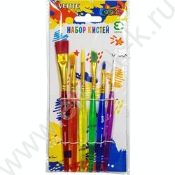 Кисть набор  6шт /синтетика круг. № 2, 3, 4, плоские № 5, 6, 8/ "Cosmo" /ручка пластиковая | Фото 1