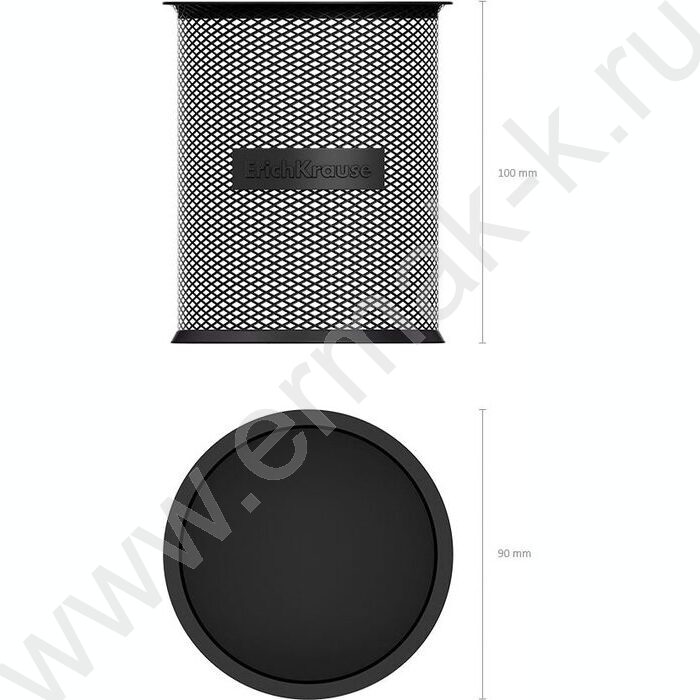 Стакан д/пишущих принадлежностей сетчатый (металл) круг, черный | Фото 2