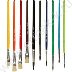 Кисть набор 10шт /пони круг. № 1, 2, 3, 4, 6, 10, щетина плоские № 6, 8, 10, 12/ "Cosmo" | Фото 2