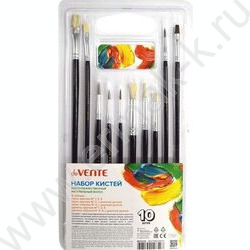 Кисть набор 10шт /пони круг. № 1,2,3,5, плоская №4, щетина круг. №1,3,5, плоская №4,8  / "Art" | Фото 1