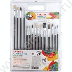 Кисть набор 15шт /пони -  щетина ассорти   / "Art" / ручки деревянные | Фото 1