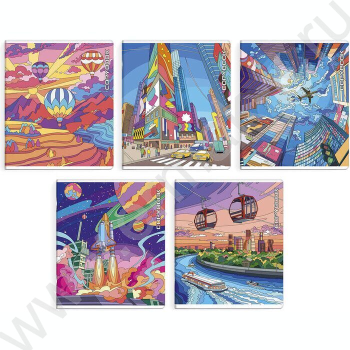 Тетрадь  48л клетка "Мир в ярких красках" /лам."софт-тач" вельвет/ ассорти | Фото 1