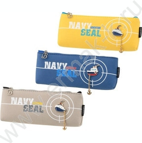 Пенал-косметичка Корабль материал-ткань, на молнии, цветной со значком /ассорти/