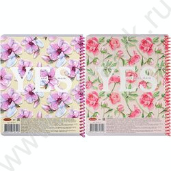 Тетрадь  48л клетка/спираль "Цветочный орнамент-8" /софт-тач/ ассорти | Фото 5