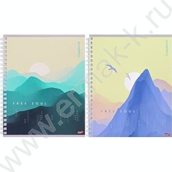 Тетрадь  80л клетка/спираль "Горы на закате" ассорти | Фото 1