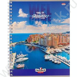 Тетрадь  80л клетка/спираль/двойная "Город на берегу-3" ассорти | Фото 1