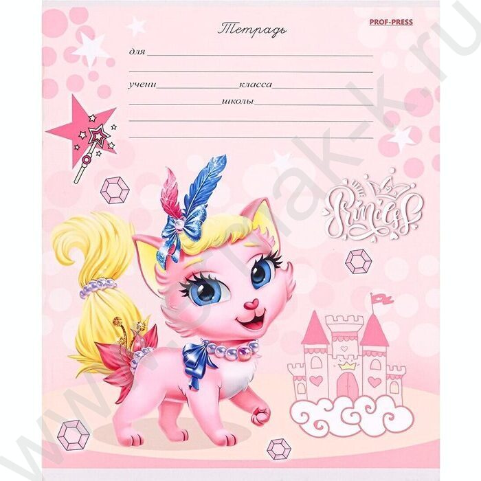 Тетрадь  12л клетка "Принцессы-кошки микс" 5видов | Фото 6