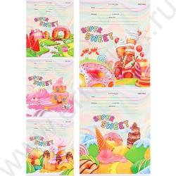Тетрадь  12л клетка "Сладкая страна микс" 5видов | Фото 1