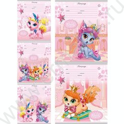 Тетрадь  12л линейка "Королевские кошечки" 5видов | Фото 1